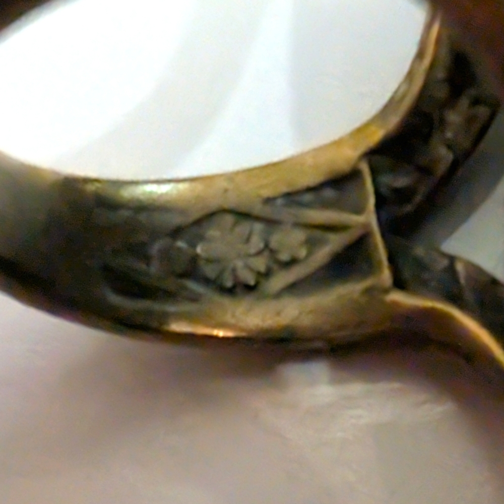 Vintage Oversized Y2K Turquoise & Gold Hallmarked Statement Ring- Size 7 - Picture 3 of 8